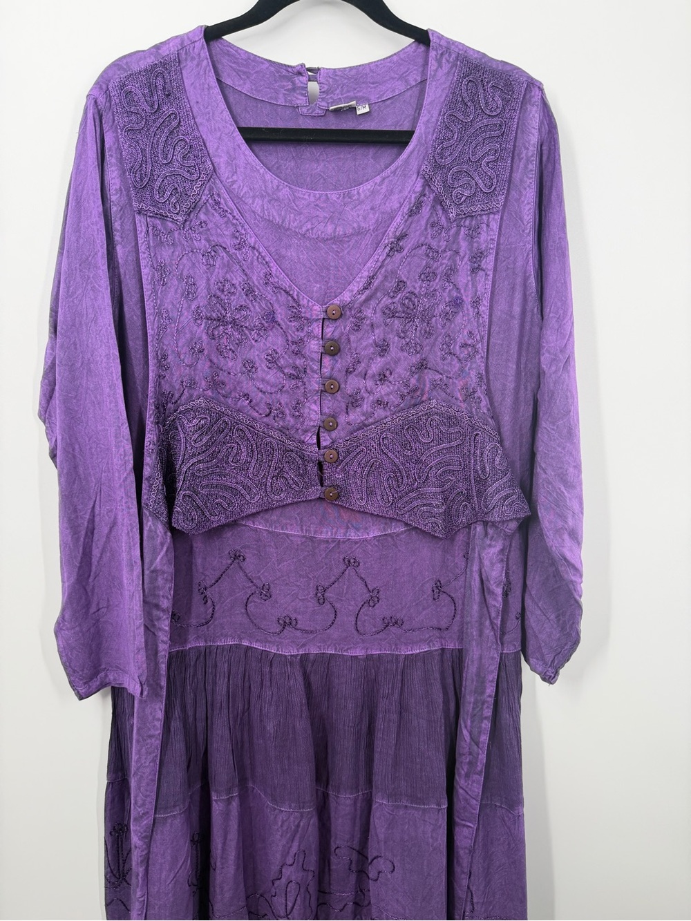 Vintage Whimsy Goth Purple Maxi Long sleeve dress - Picture 3 of 12